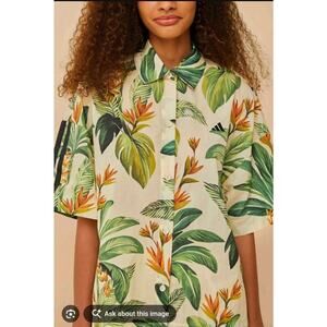 Farm Rio x Adidas Tropical Breeze Cream White Shirt Size Small Boho Floral(900)